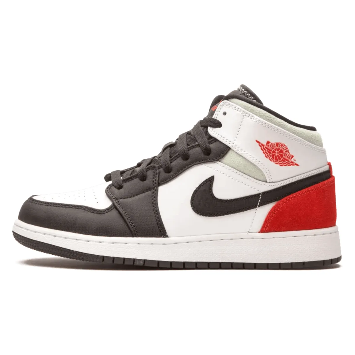 Air Jordan 1 Mid SE White Black Red Spruce (GS)