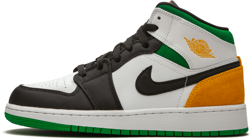 Air Jordan 1 Mid SE White Laser Orange Lucky Green (GS)