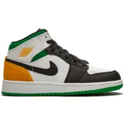 Air Jordan 1 Mid SE White Laser Orange Lucky Green (GS)