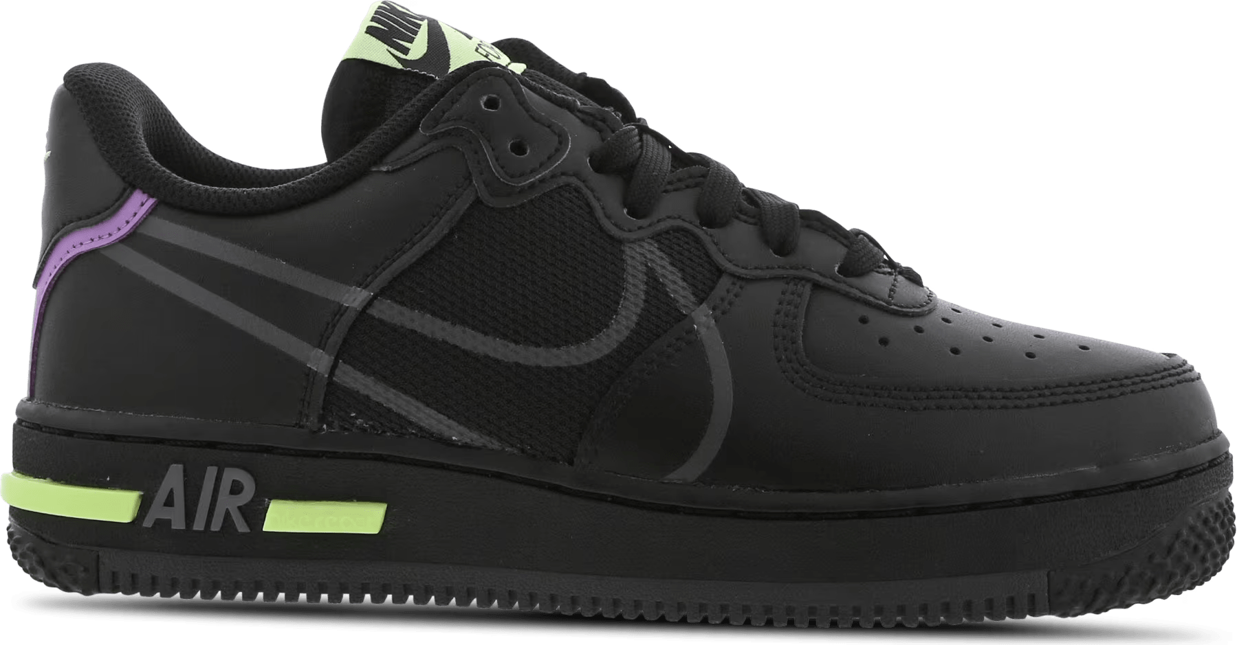 Nike Air Force 1 React -  - Black - Leer, Textil - Maat 36 - Foot Locker