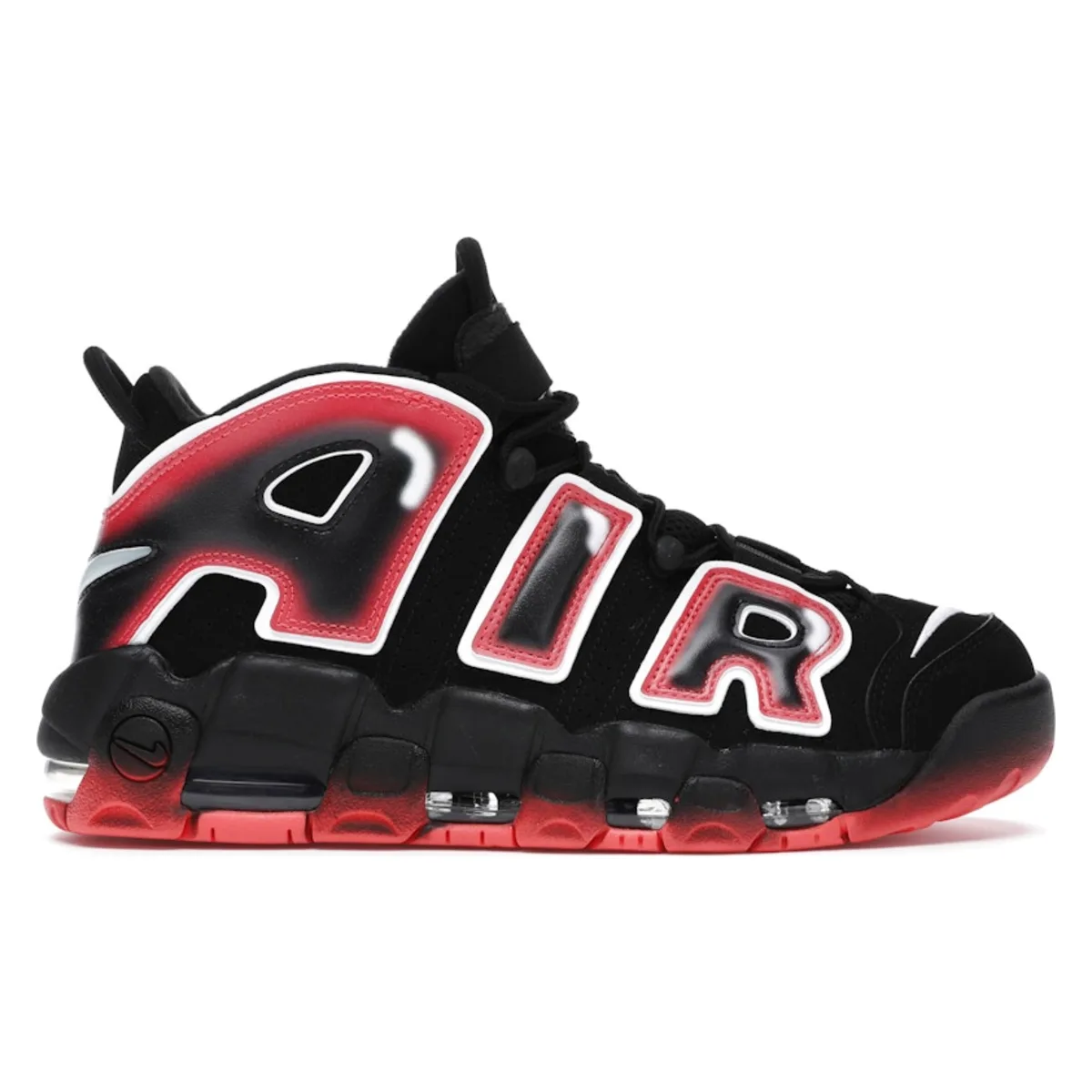 Nike Air More Uptempo Black White Laser Crimson