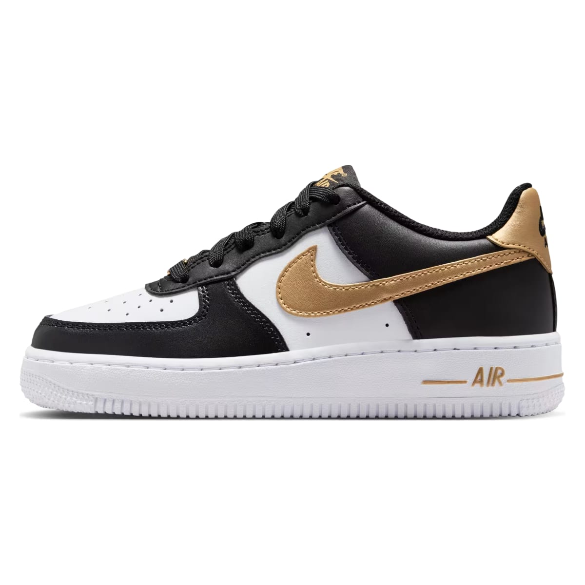 Nike Air Force 1 Low Black White Metallic Gold (GS)