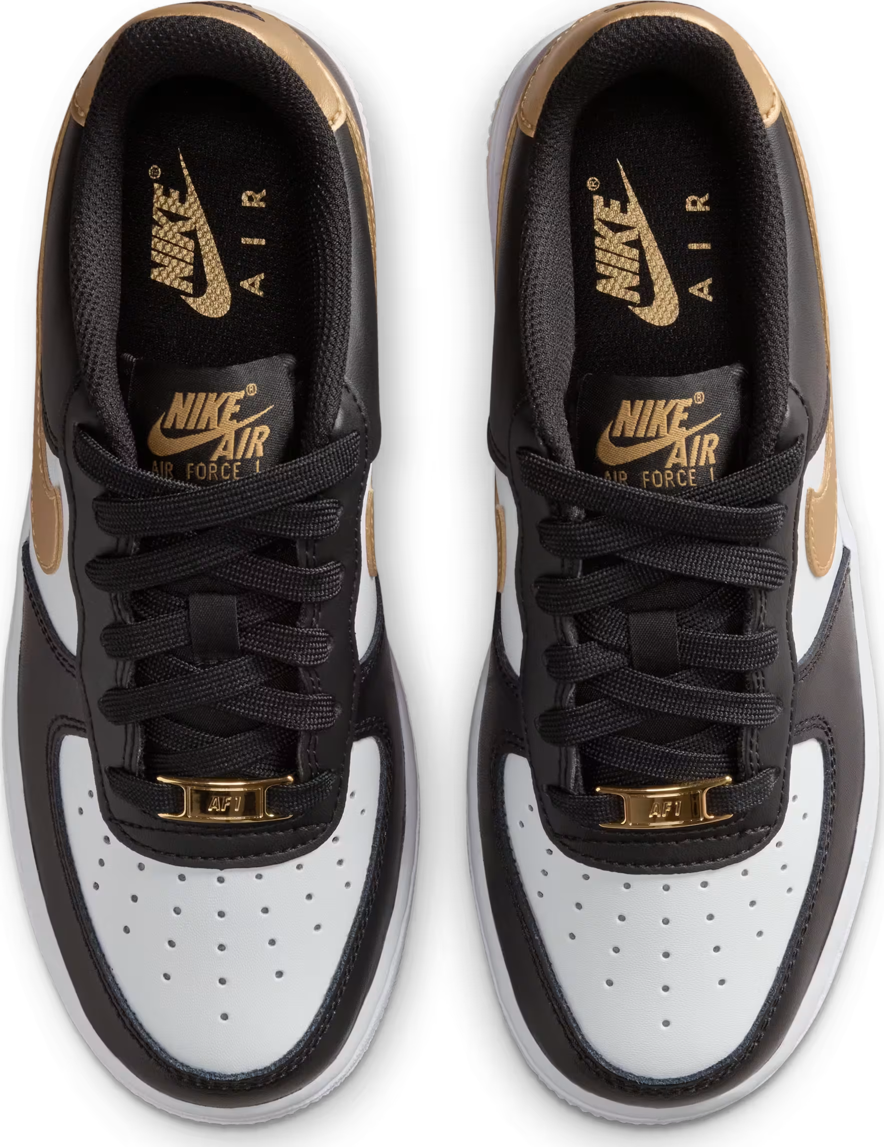 Nike Air Force 1 Low Black White Metallic Gold (GS)
