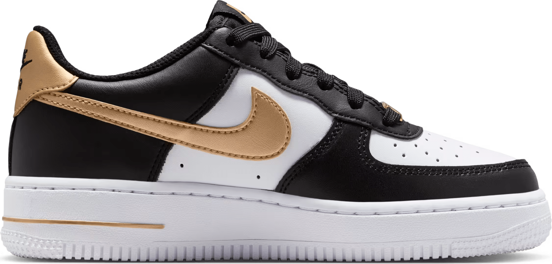 Nike Air Force 1 Low Black White Metallic Gold (GS)