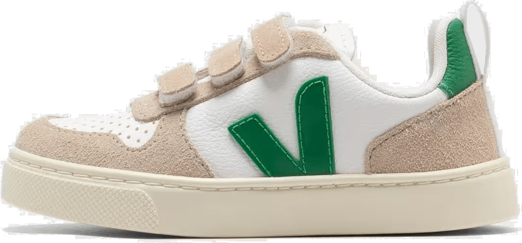 Veja Small V-10 CHROMEFREE LEATHER EXTRA-WHITE_EMERAUDE