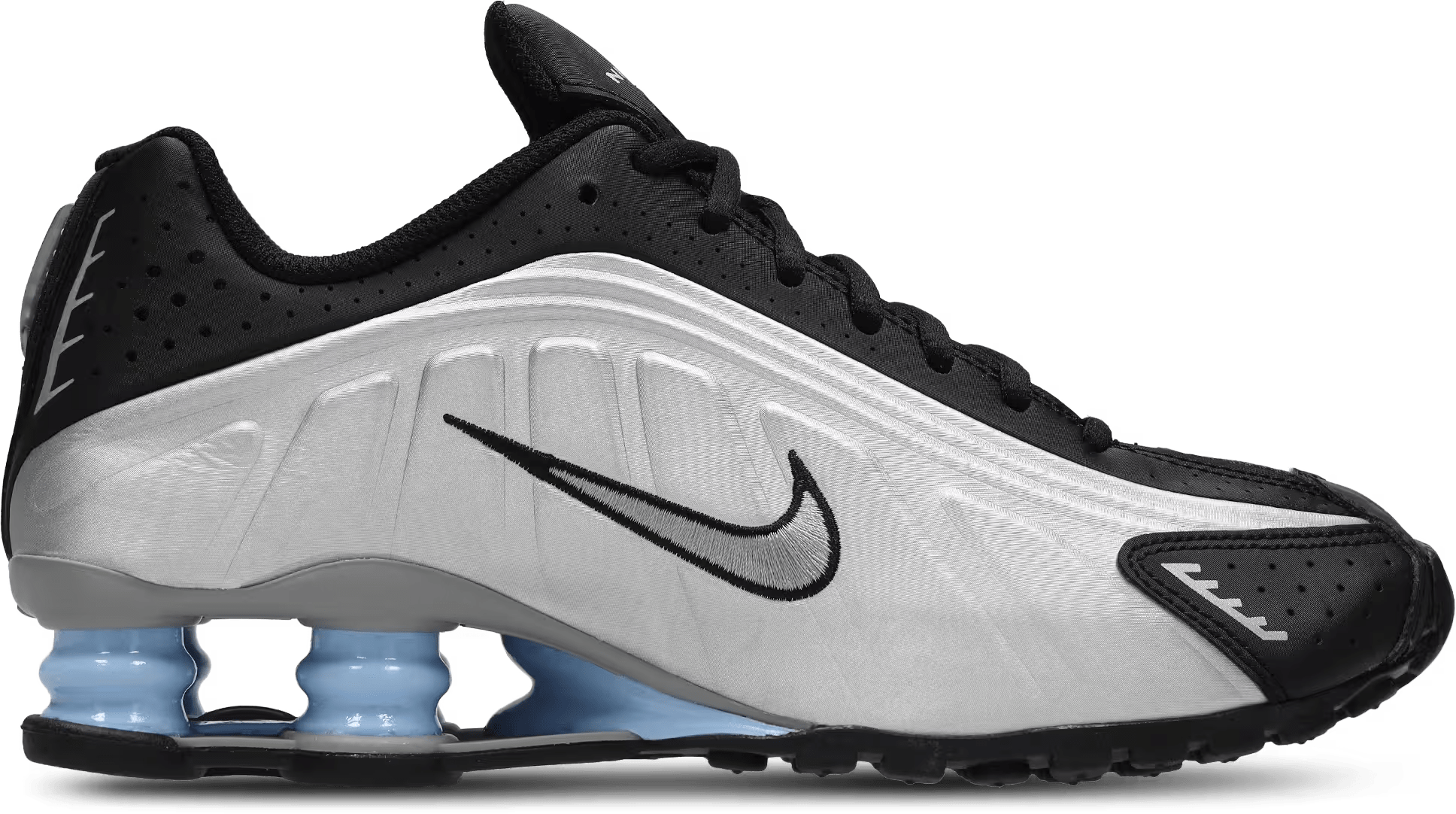 Nike Shox R4 Metallic Silver Black Psychic Blue (GS)