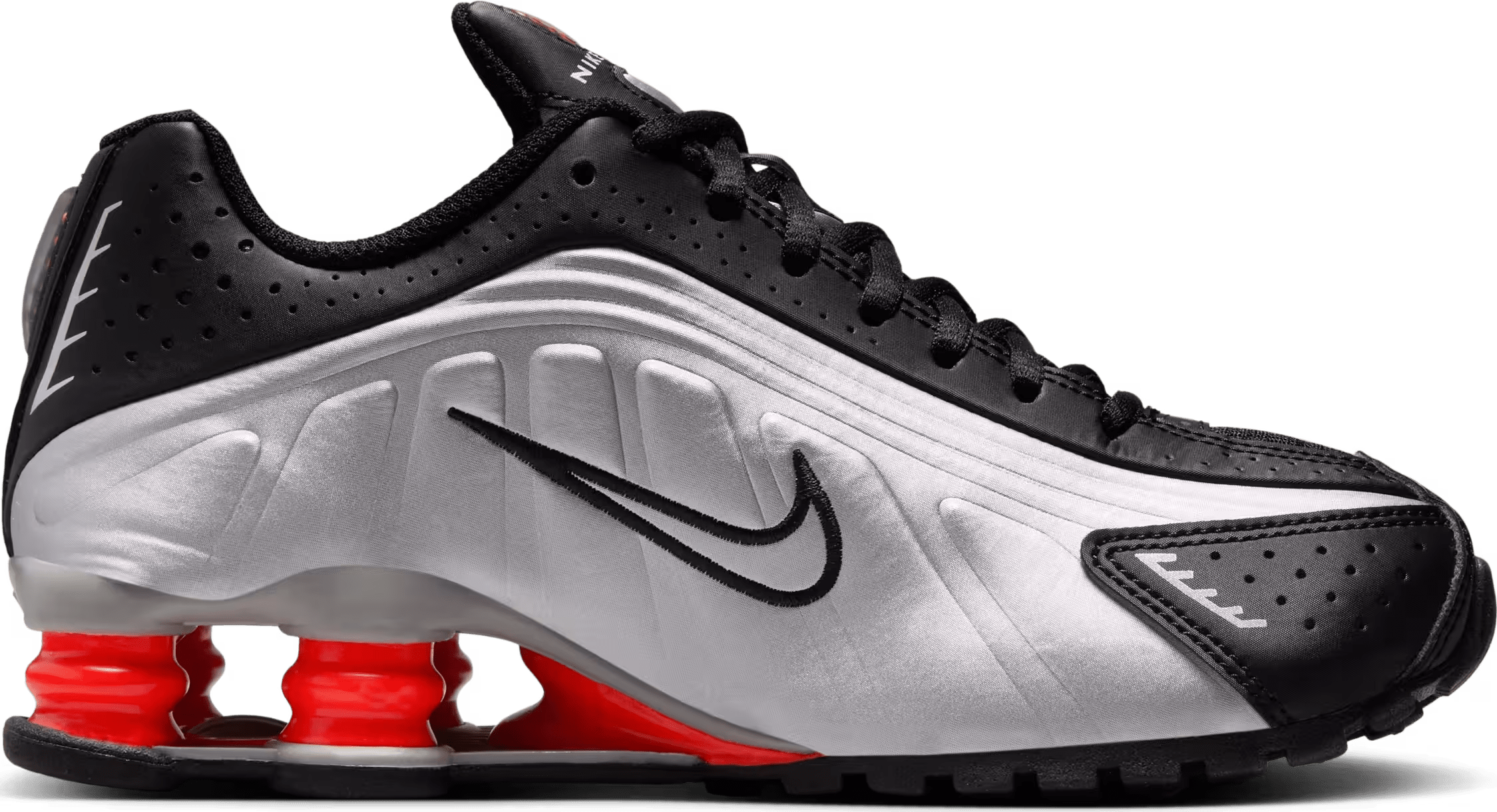 Nike Shox R4 Metallic Silver Black Picante Red (GS)
