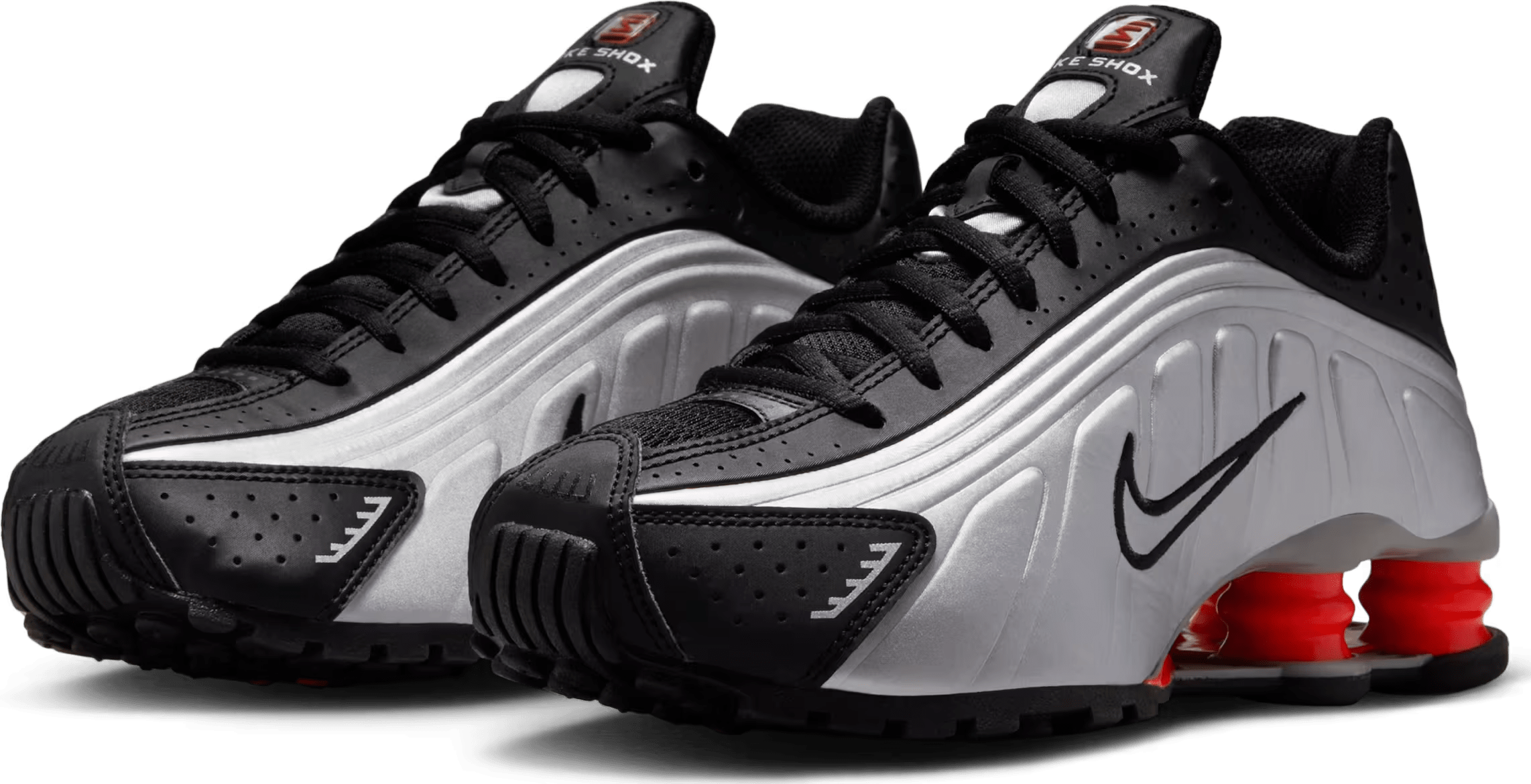 Nike Shox R4 Metallic Silver Black Picante Red (GS)