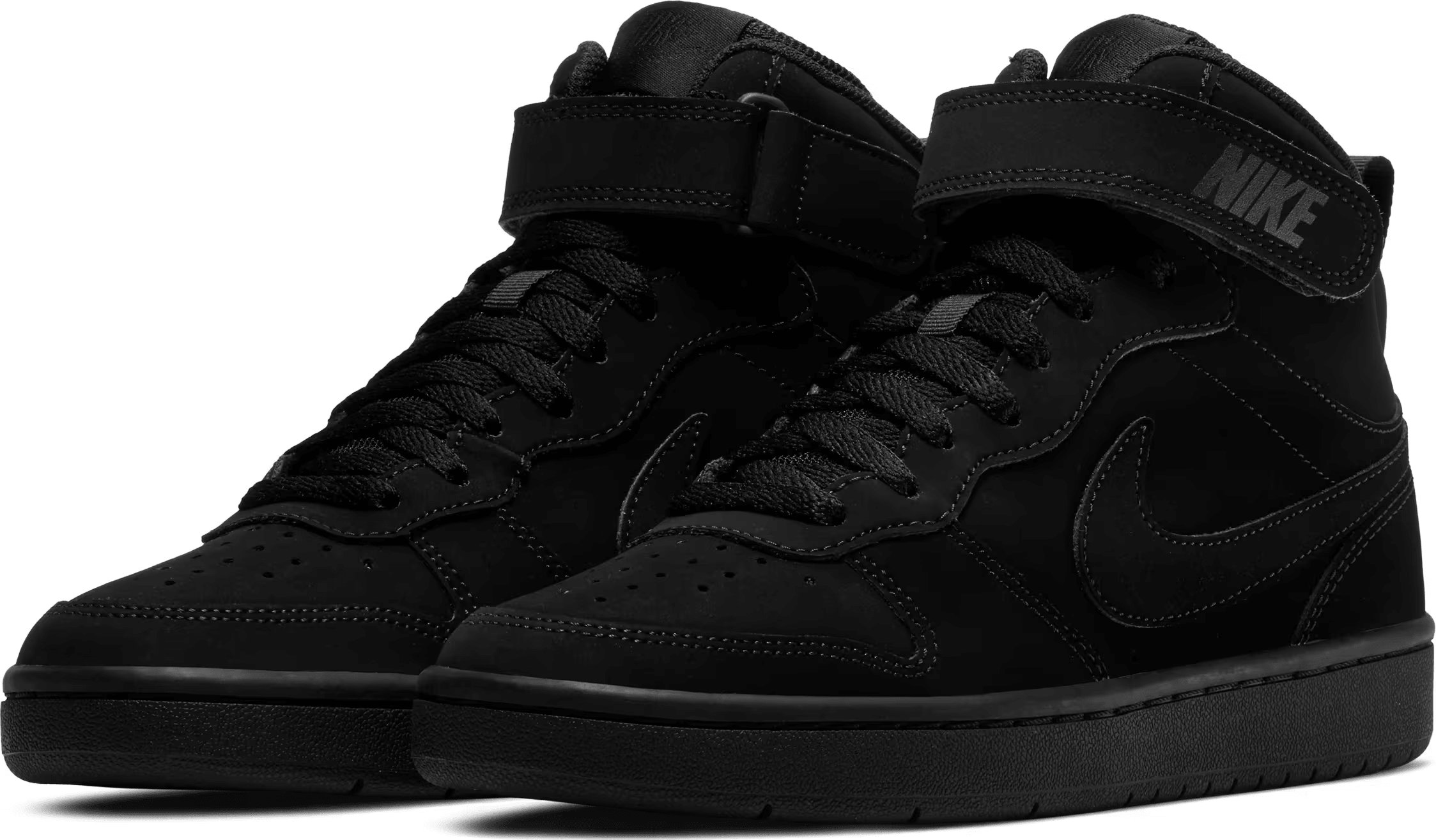 Nike Court Borough Mid 2 Triple Black Nubuck (GS)