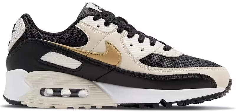 Nike Air Max 90 Black Metallic Gold Summit White (Women's)