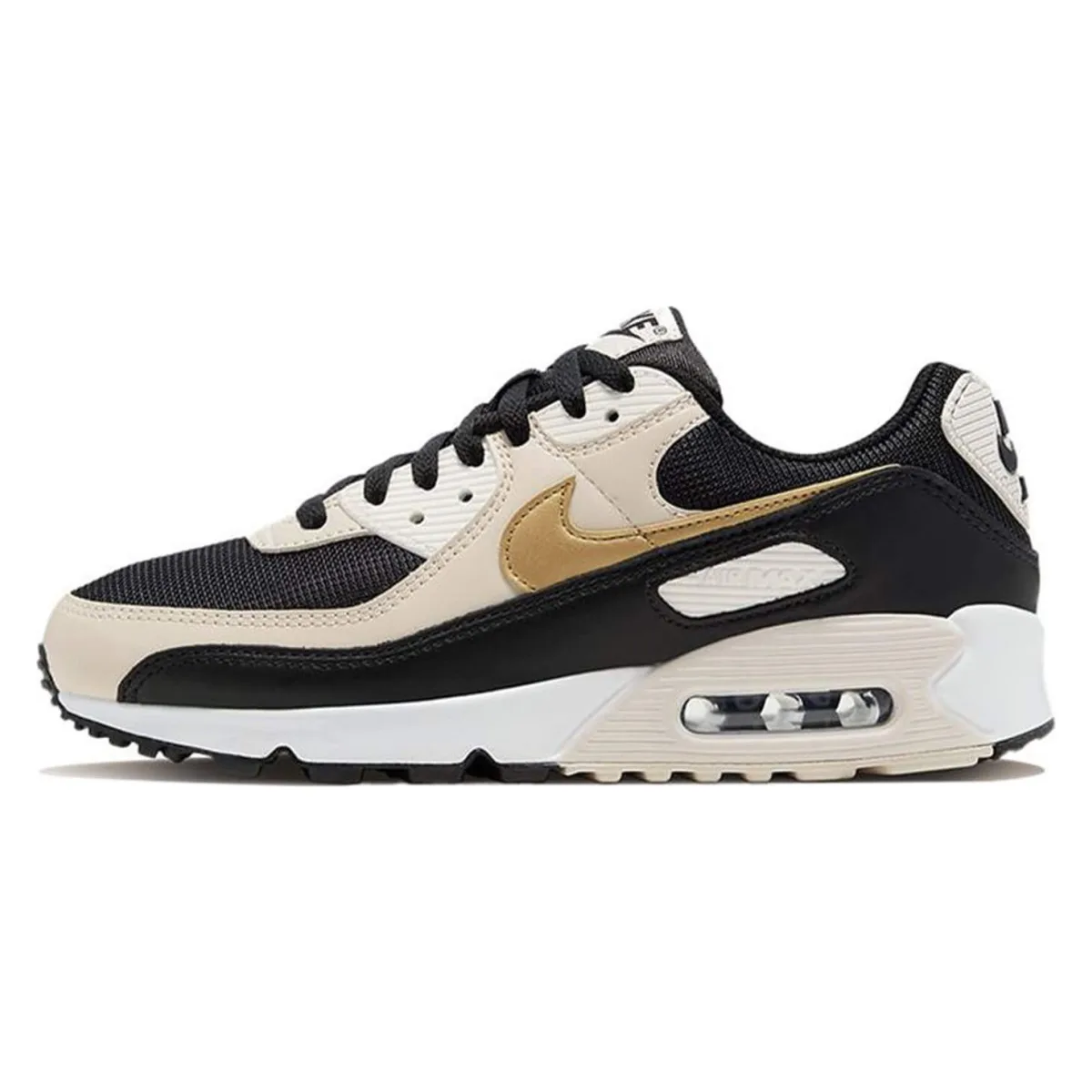 Nike Air Max 90 Black Metallic Gold Summit White (Women's)