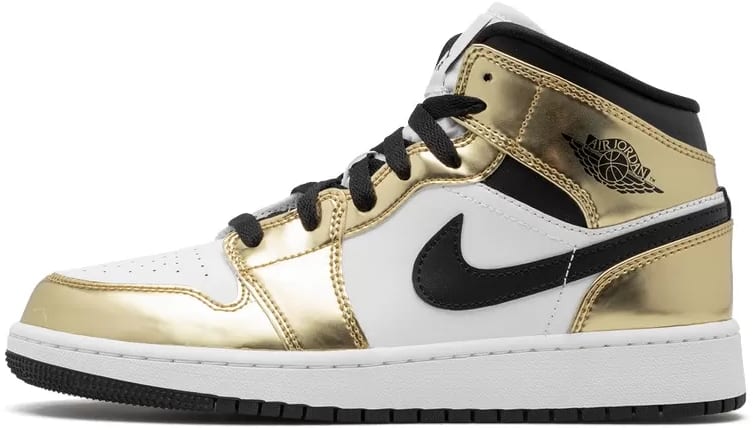 Air Jordan 1 Mid Metallic Gold Black White