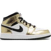 Air Jordan 1 Mid Metallic Gold Black White