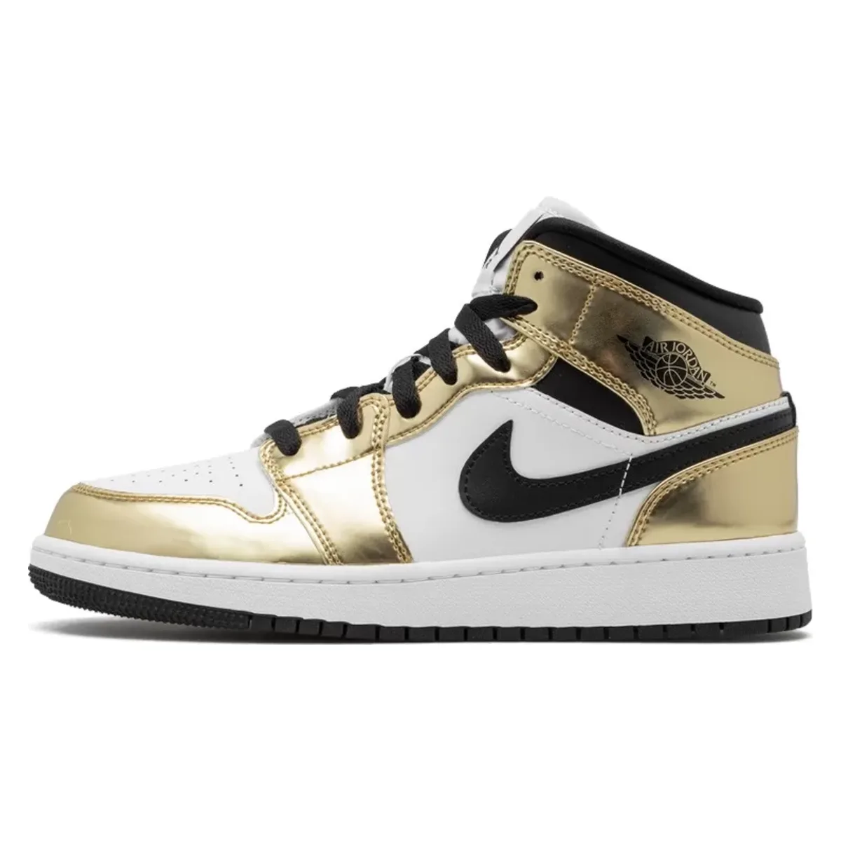 Air Jordan 1 Mid Metallic Gold Black White