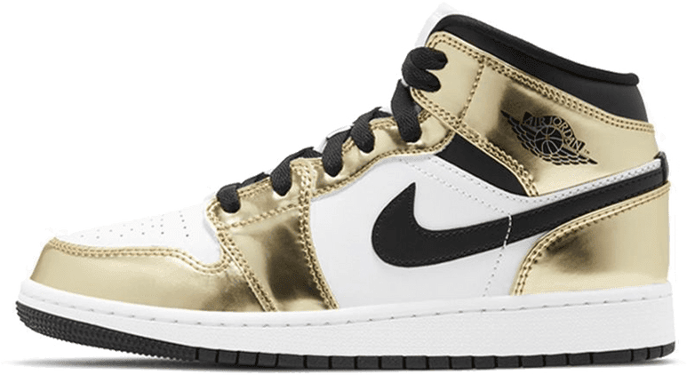 Air Jordan 1 Mid Metallic Gold Black White (GS)