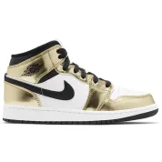 Air Jordan 1 Mid Metallic Gold Black White (GS)