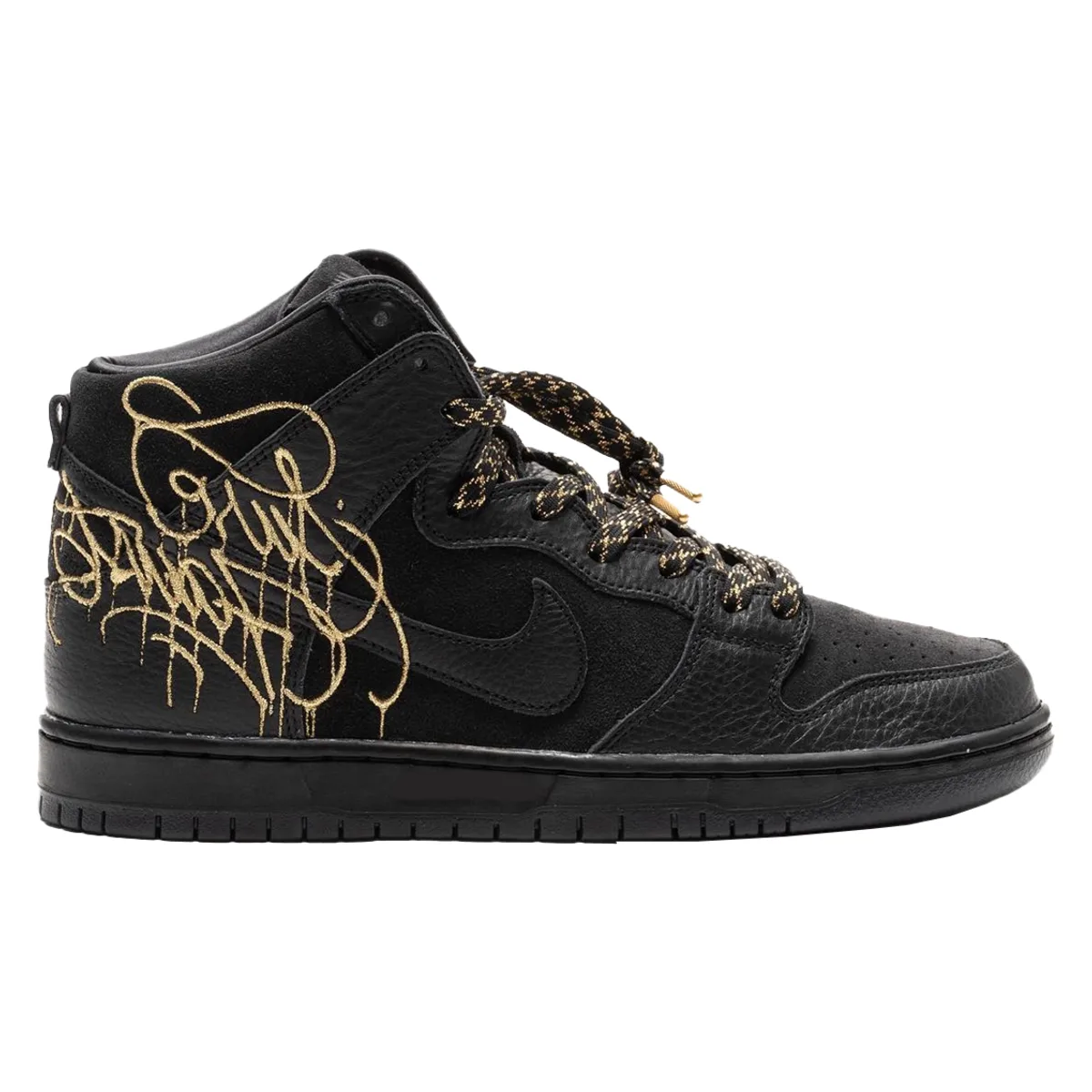 Faust x Nike SB Dunk High Pro QS "Black and Metallic Gold"