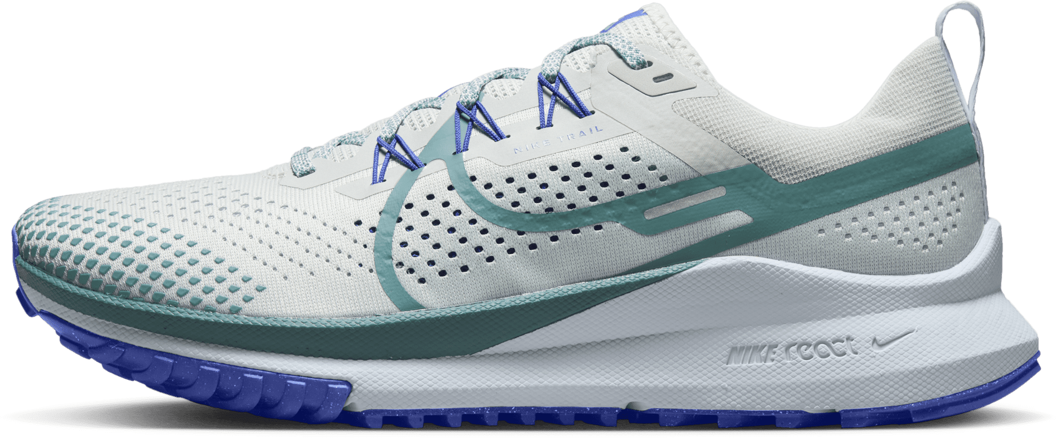 Nike React Pegasus Trail 4 Light Silver Racer Blue Football Grey Mineral Teal