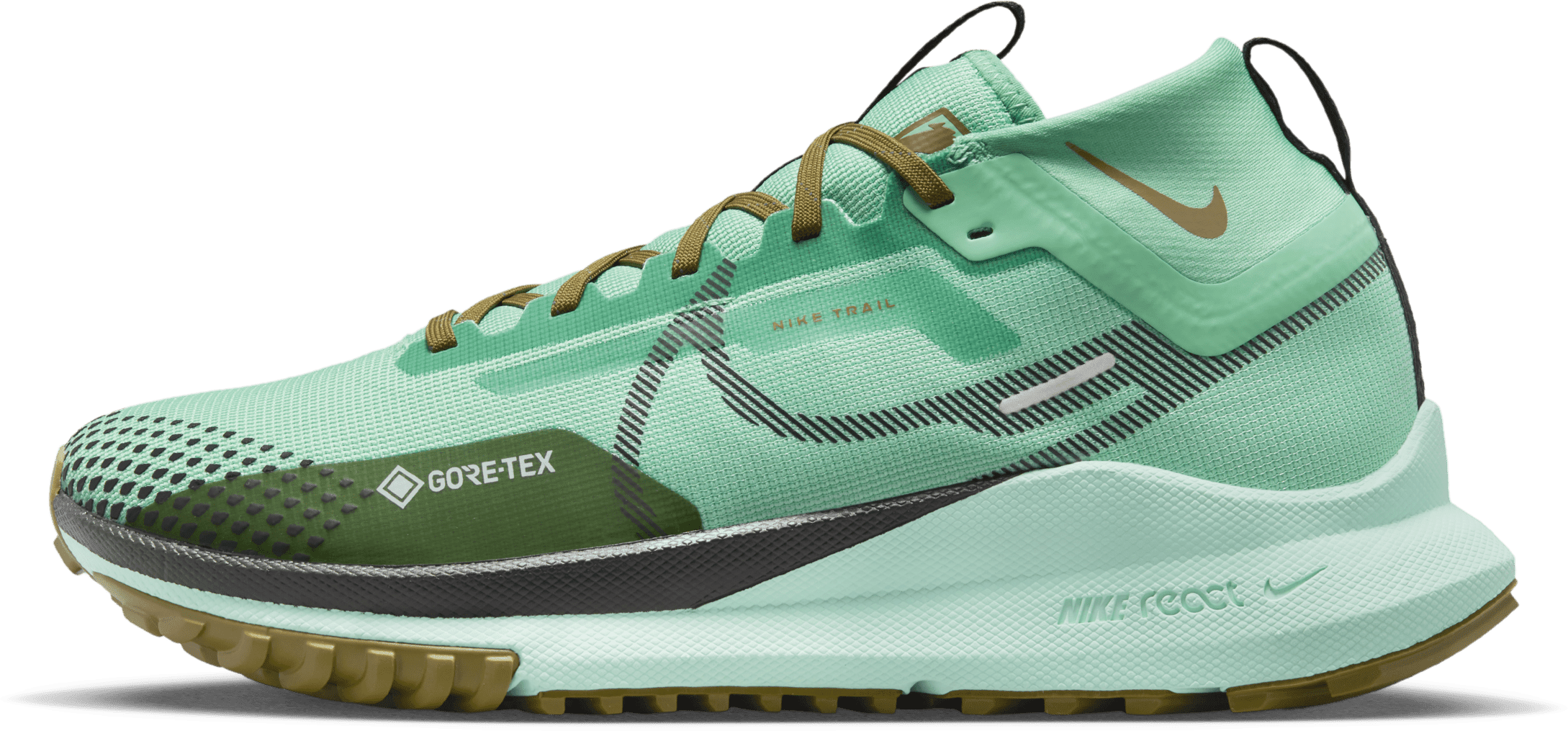 Nike React Pegasus Trail 4 Gore-Tex Spring Green Olive Flak Mint Foam Black