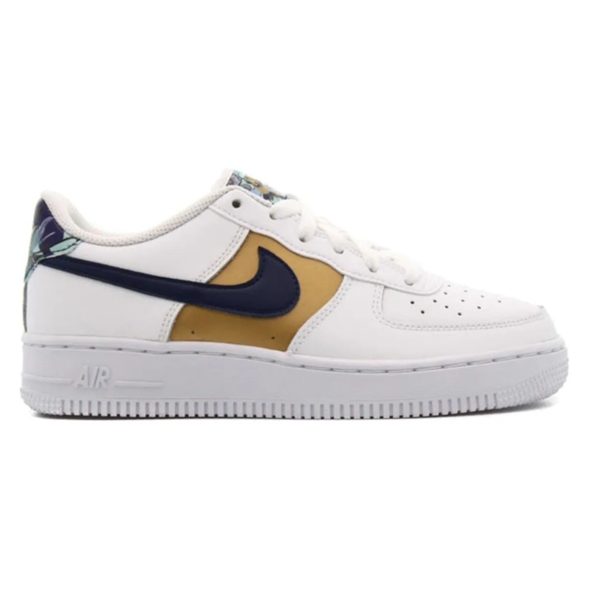 Nike Air Force 1 Low '07 LV8 White Blue Void Metallic Gold (GS)