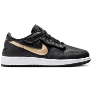 Air Jordan 1 Low FlyEase GS "Black Metallic Gold"