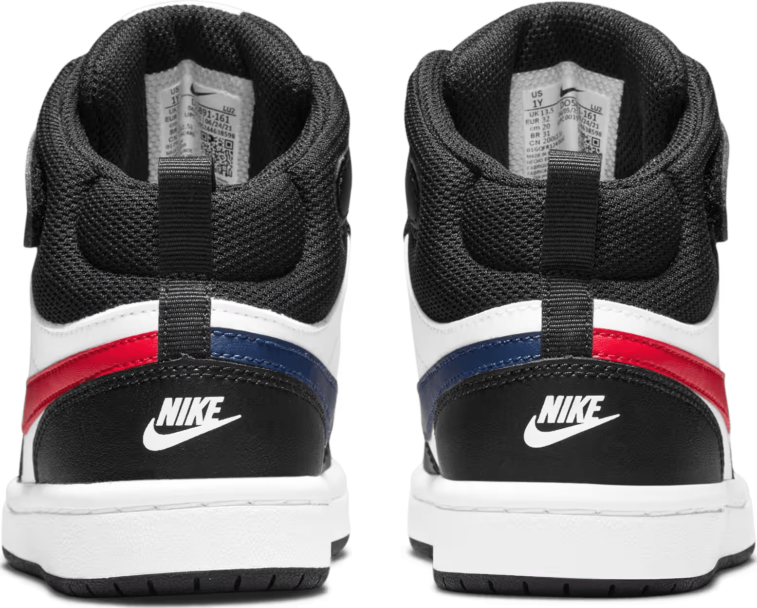 Nike Court Borough Mid 2 White Black University Red (PS)