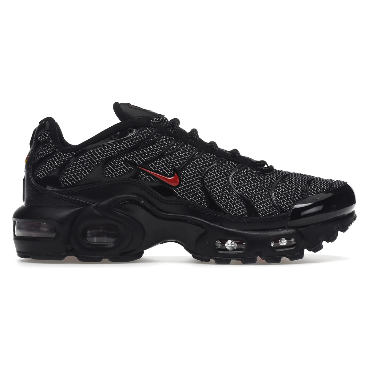 Nike Air Max Plus Black University Red Reflective Silver (GS)