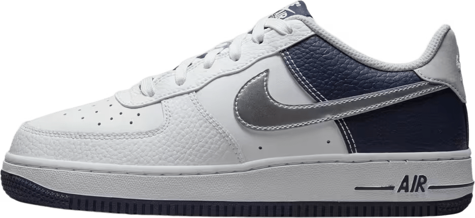 Nike Air Force 1 Low GS White Silver Navy Brand New