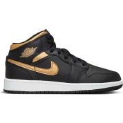 Air Jordan 1 Mid GS "Black Metallic Gold"