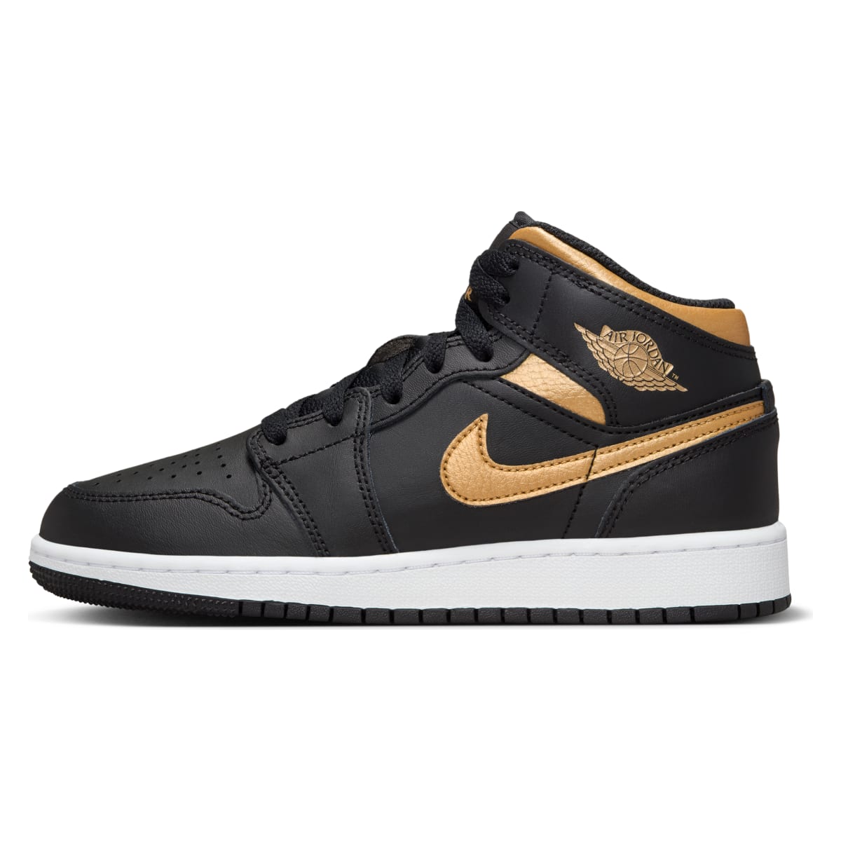 Air Jordan 1 Mid GS "Black Metallic Gold"