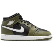 Air Jordan 1 Mid GS "Black White Olive"