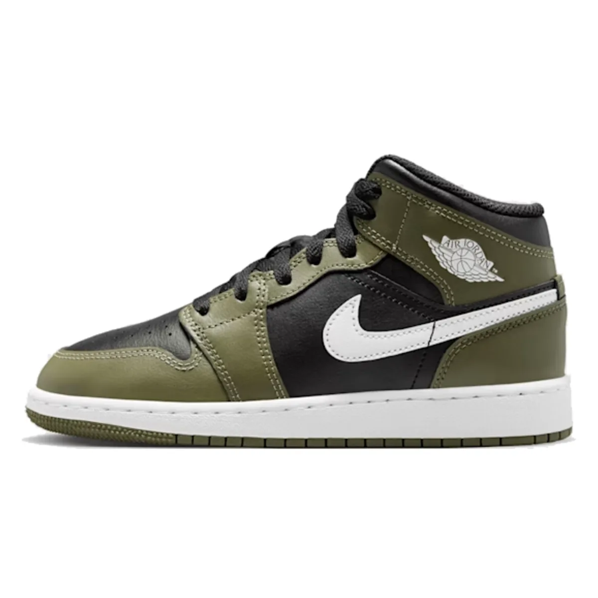 Air Jordan 1 Mid GS "Black White Olive"
