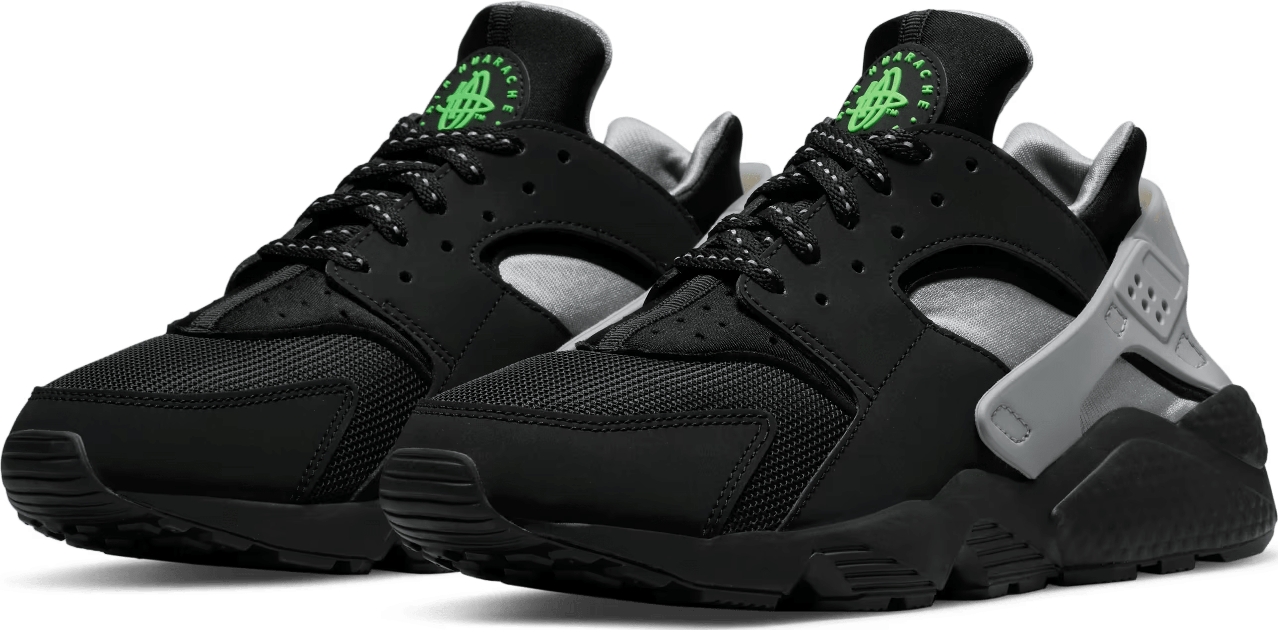 Nike Air Huarache Black Grey Neon Green