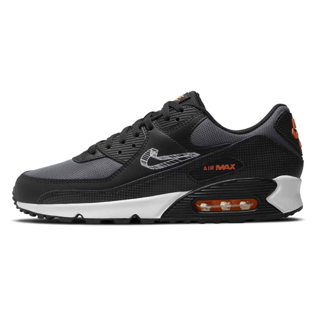 Nike Air Max 90 3D Swoosh Black Grey Orange
