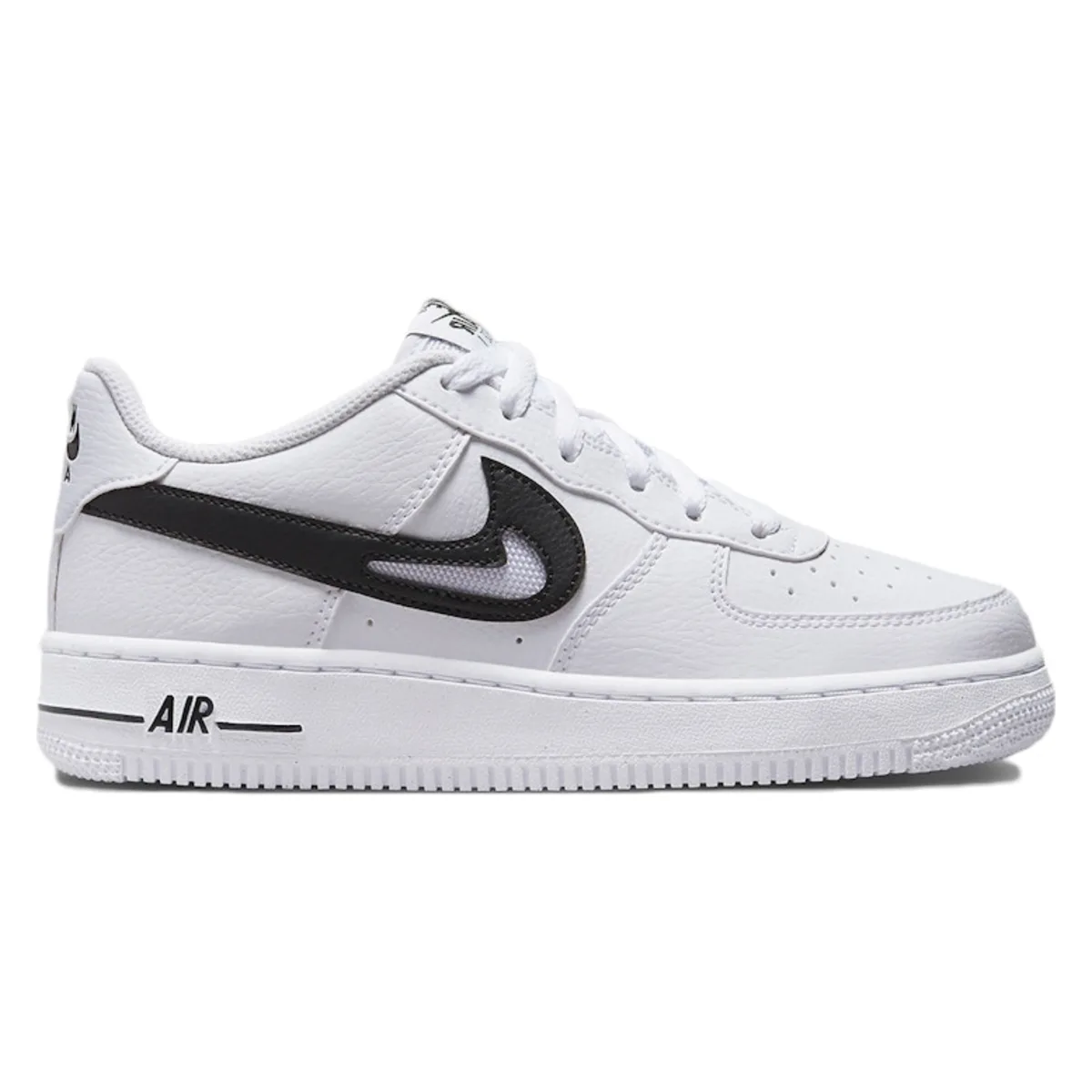 Nike Air Force 1 Low Cut Out Swoosh White Black (GS)