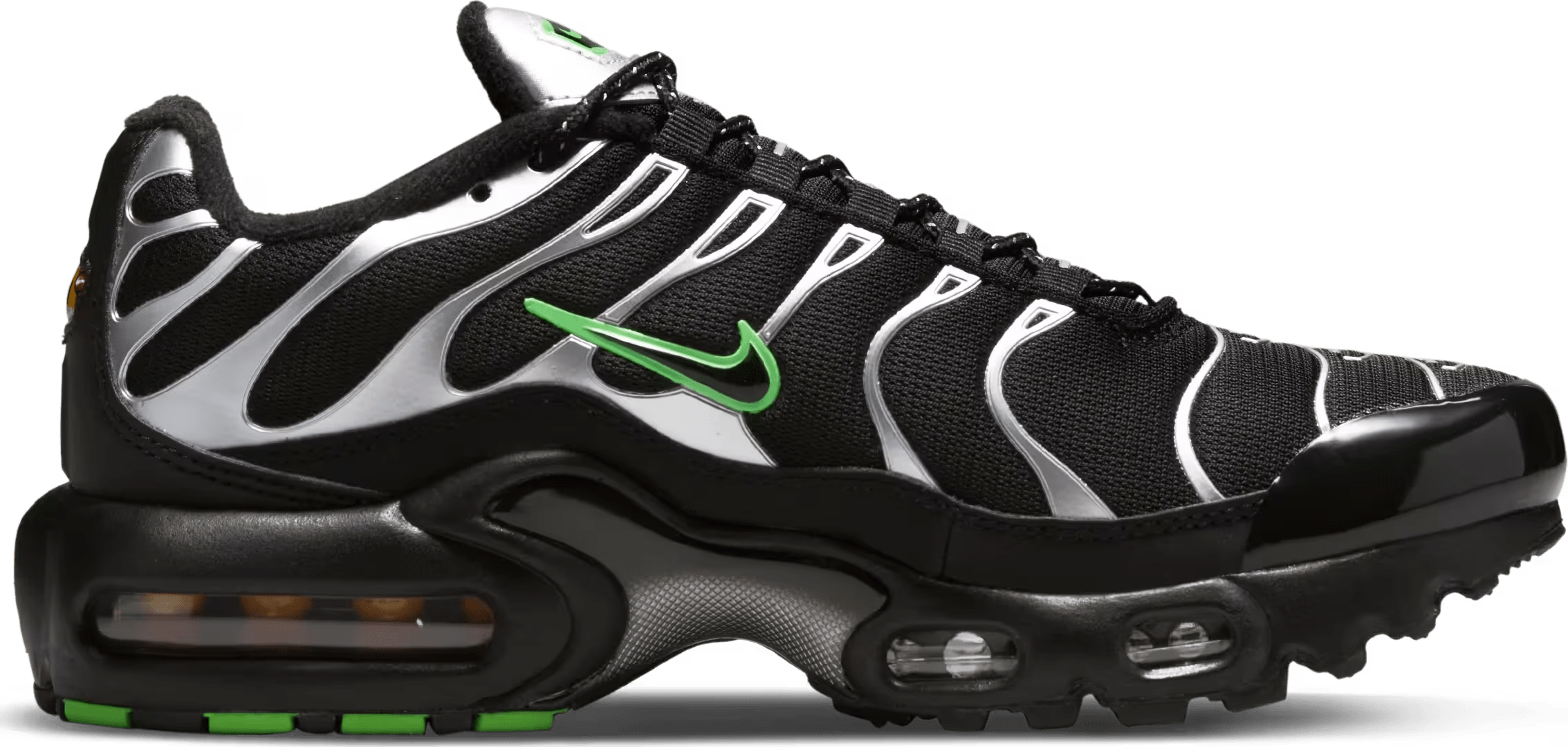 Nike Air Max Plus Black Green Strike Metallic Silver (GS)