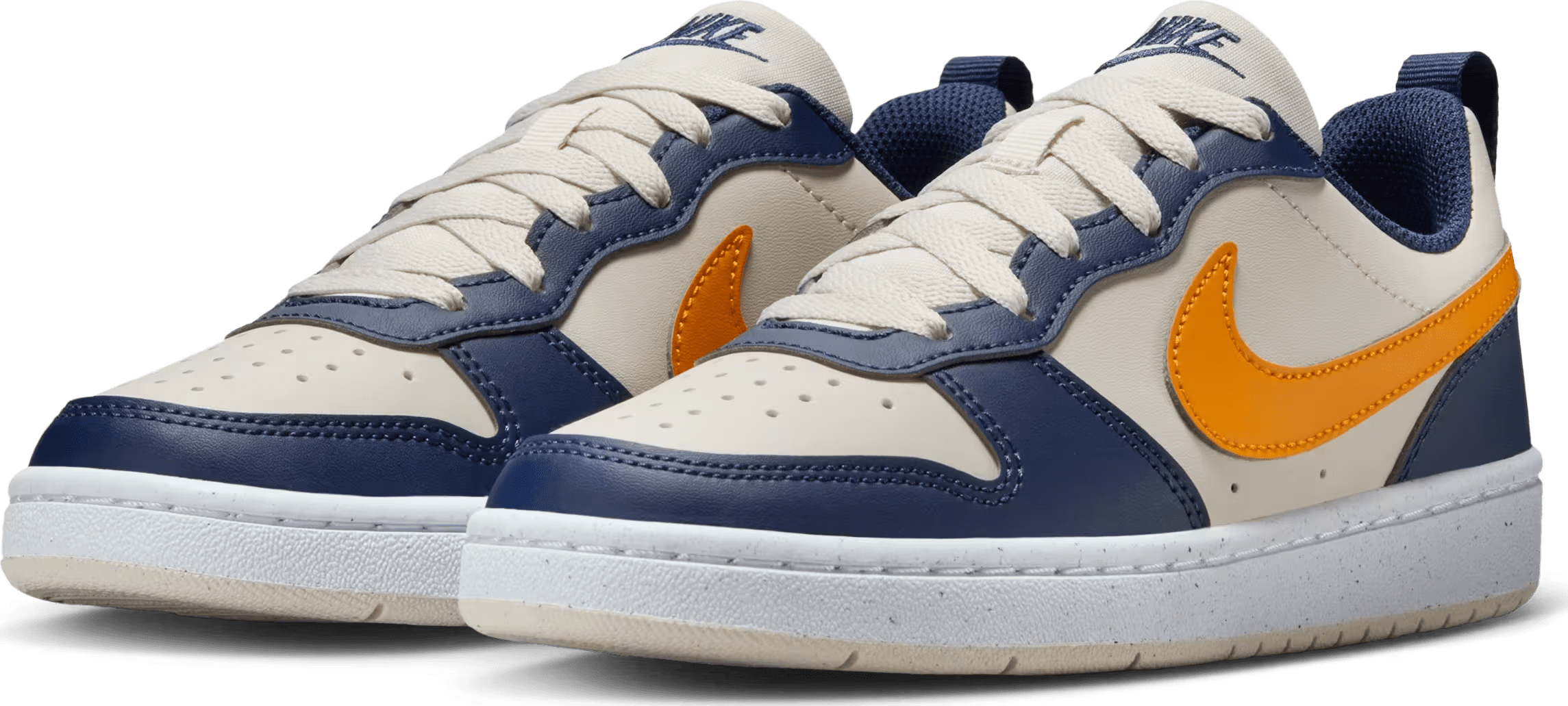 Nike Court Borough Low Recraft Light Orewood Brown Midnight Navy White Orange Peel (GS)