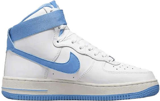 light blue and white air force ones high top