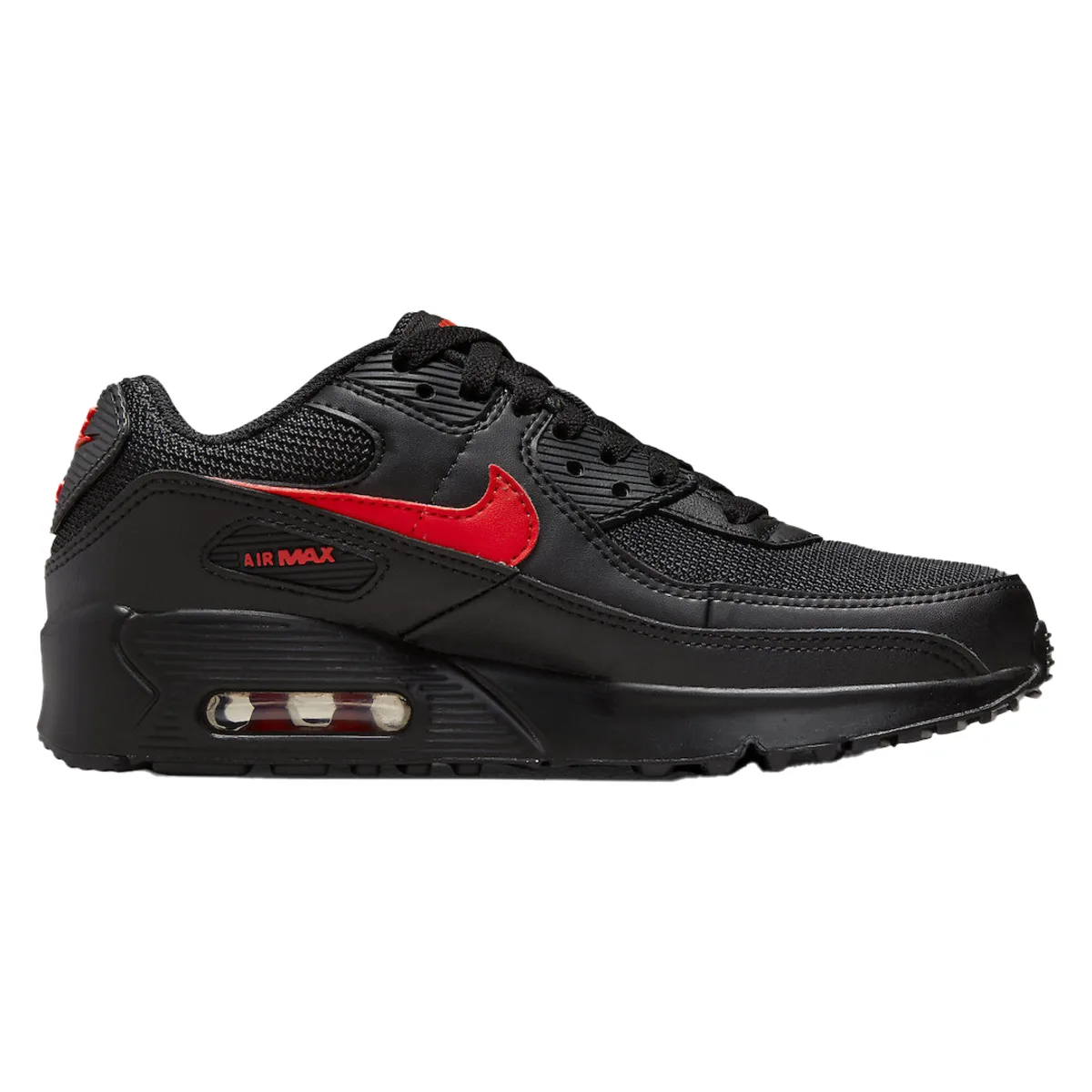 Nike Air Max 90 GS Triple Swooshes "Black Red"