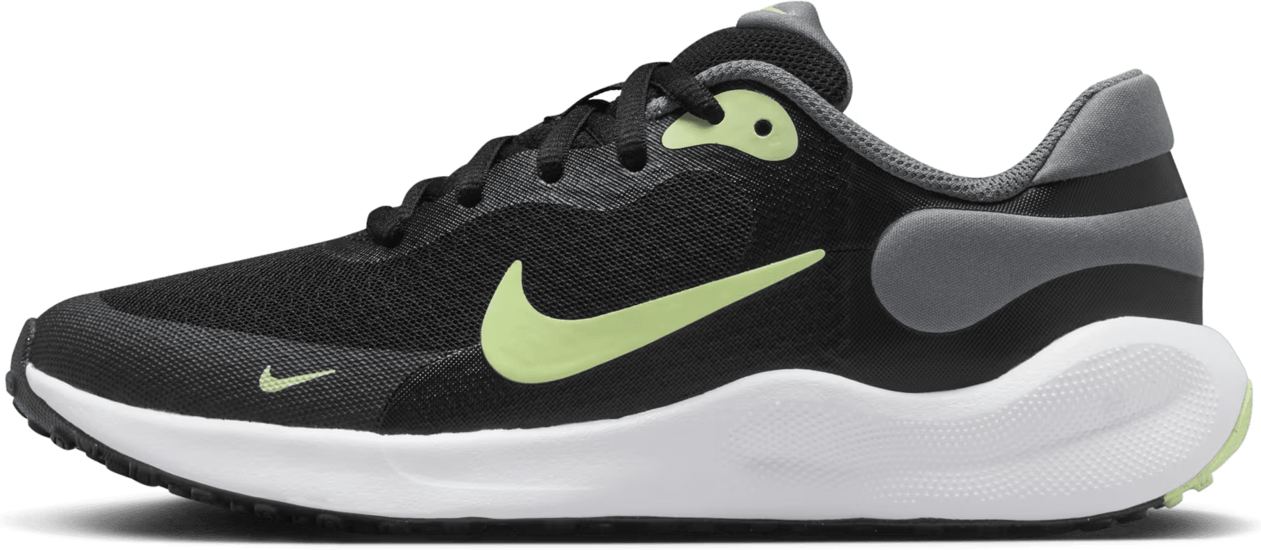 Nike Revolution 7 Black Smoke Grey White Barely Volt (GS)