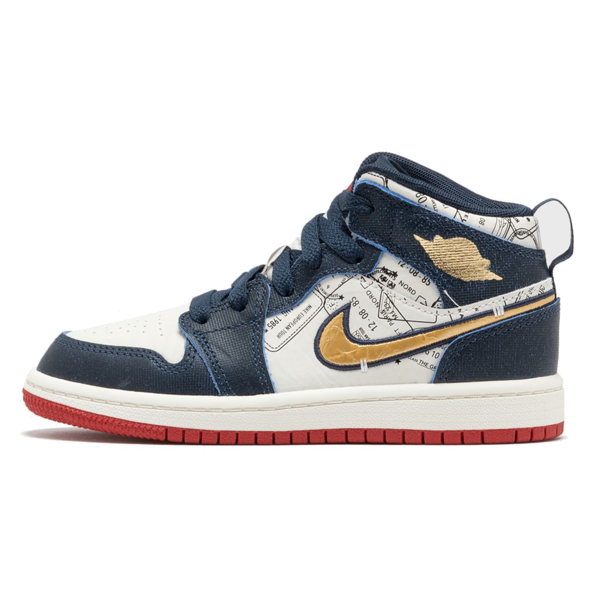 Jordan 1 Mid SE Armory Navy Pale Ivory Sport Red Metallic Gold (PS)