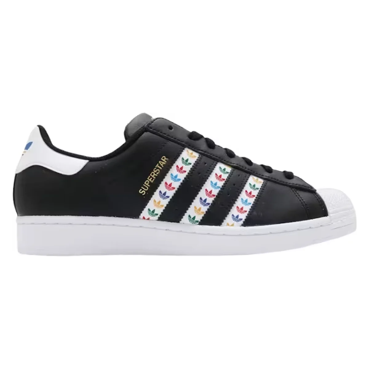 adidas Superstar Black Multi-Color Trefoil Stripes