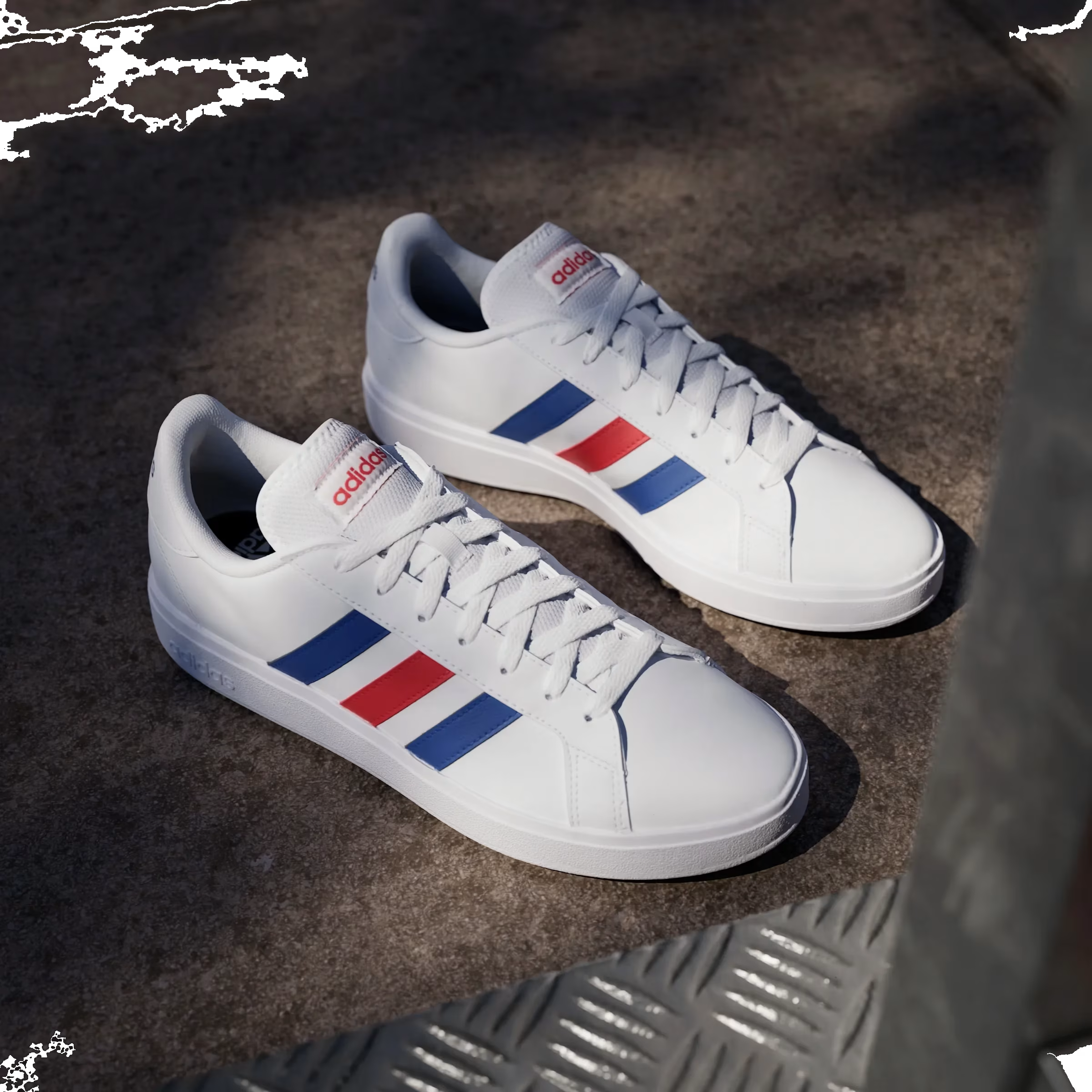 adidas Grand Court TD Cloud White Royal Blue Vivid Red