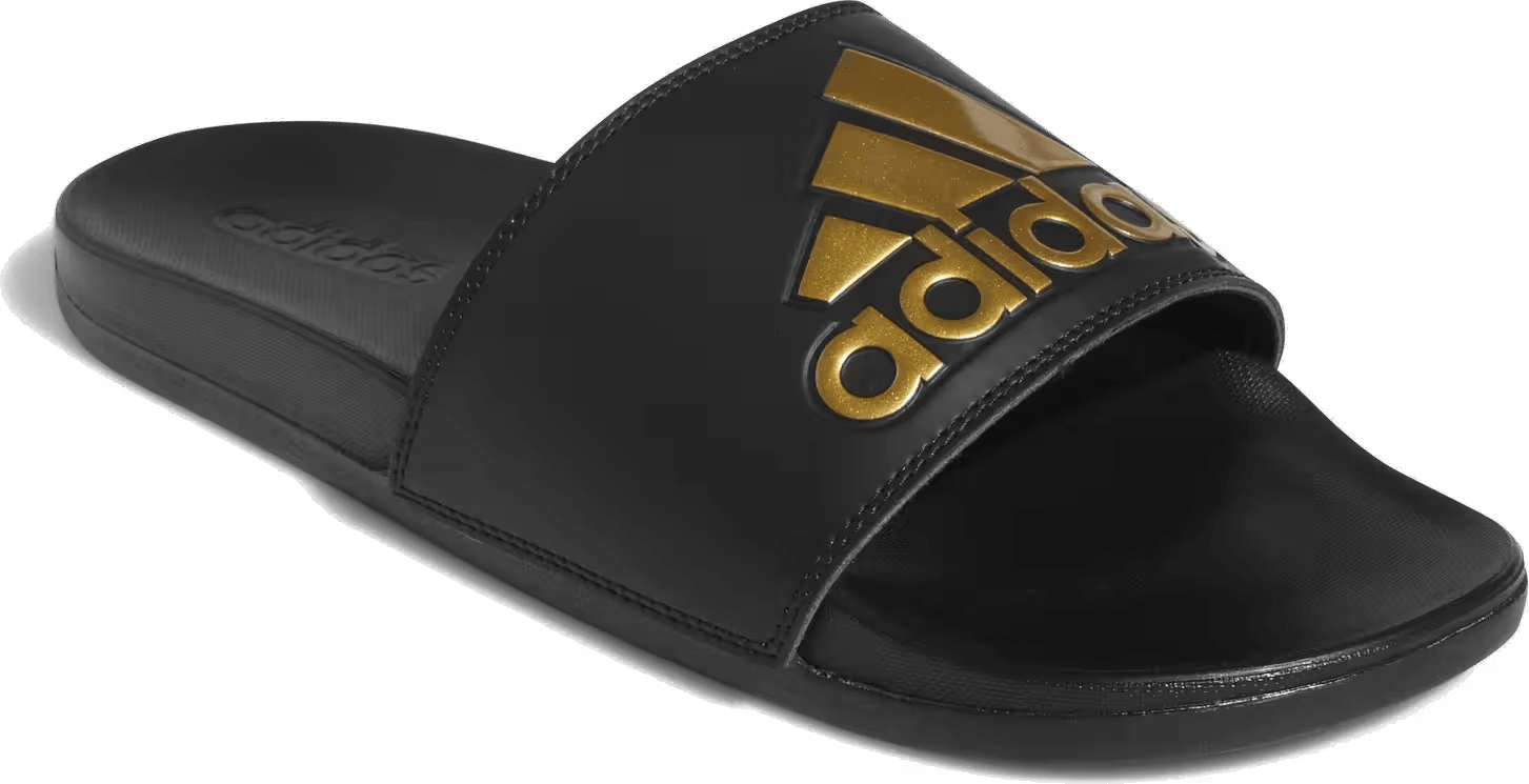 adidas Adilette Comfort Slides Core Black Gold Metallic