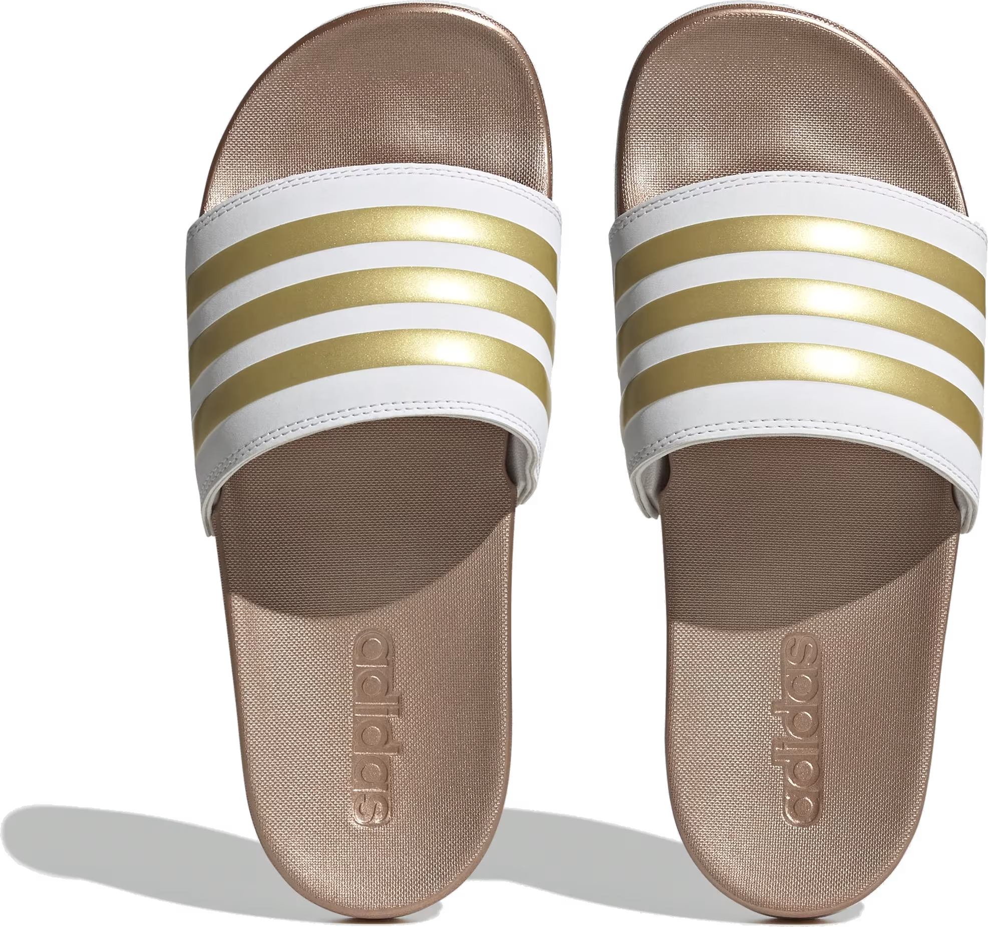 adidas Adilette Comfort Slides Cloud White Matte Gold