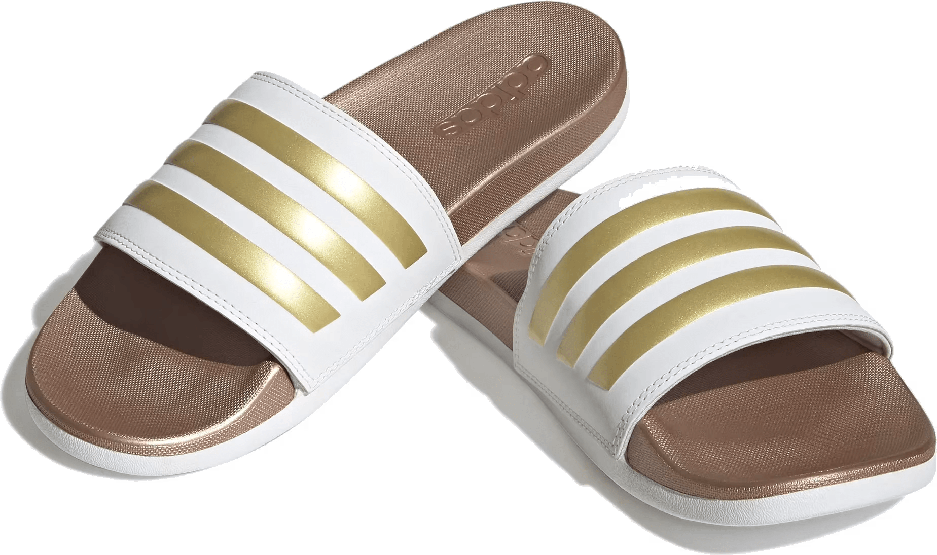 adidas Adilette Comfort Slides Cloud White Matte Gold