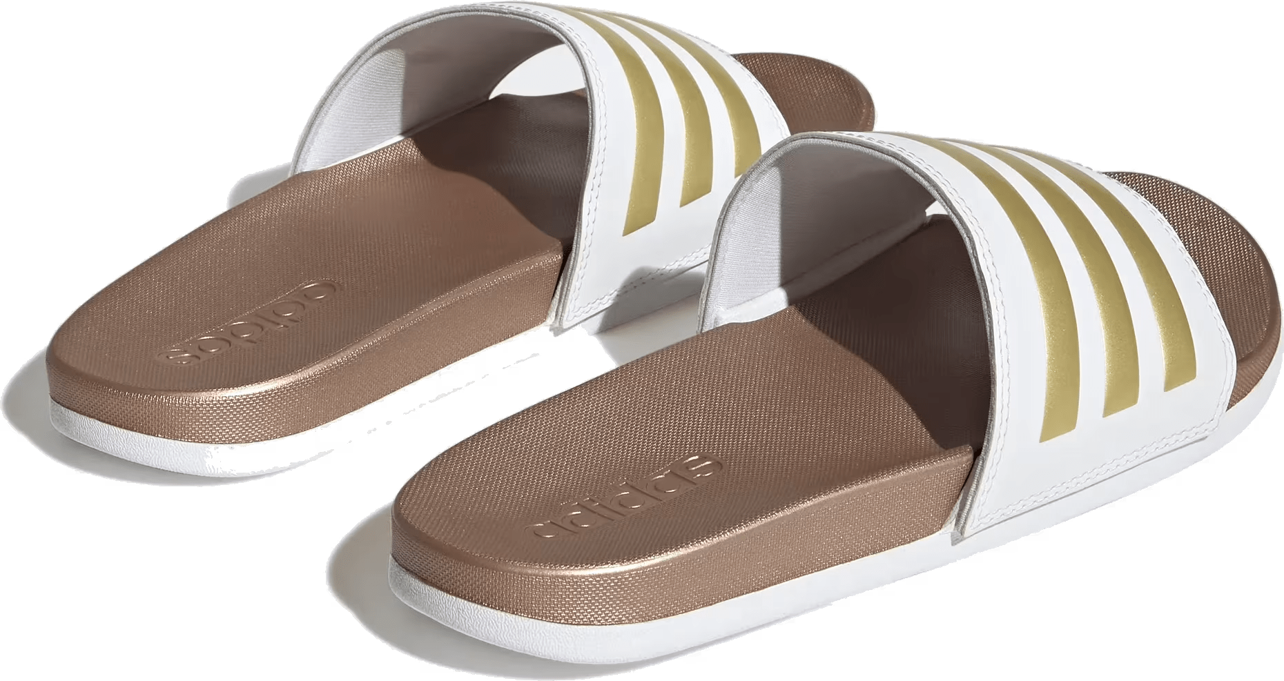 adidas Adilette Comfort Slides Cloud White Matte Gold
