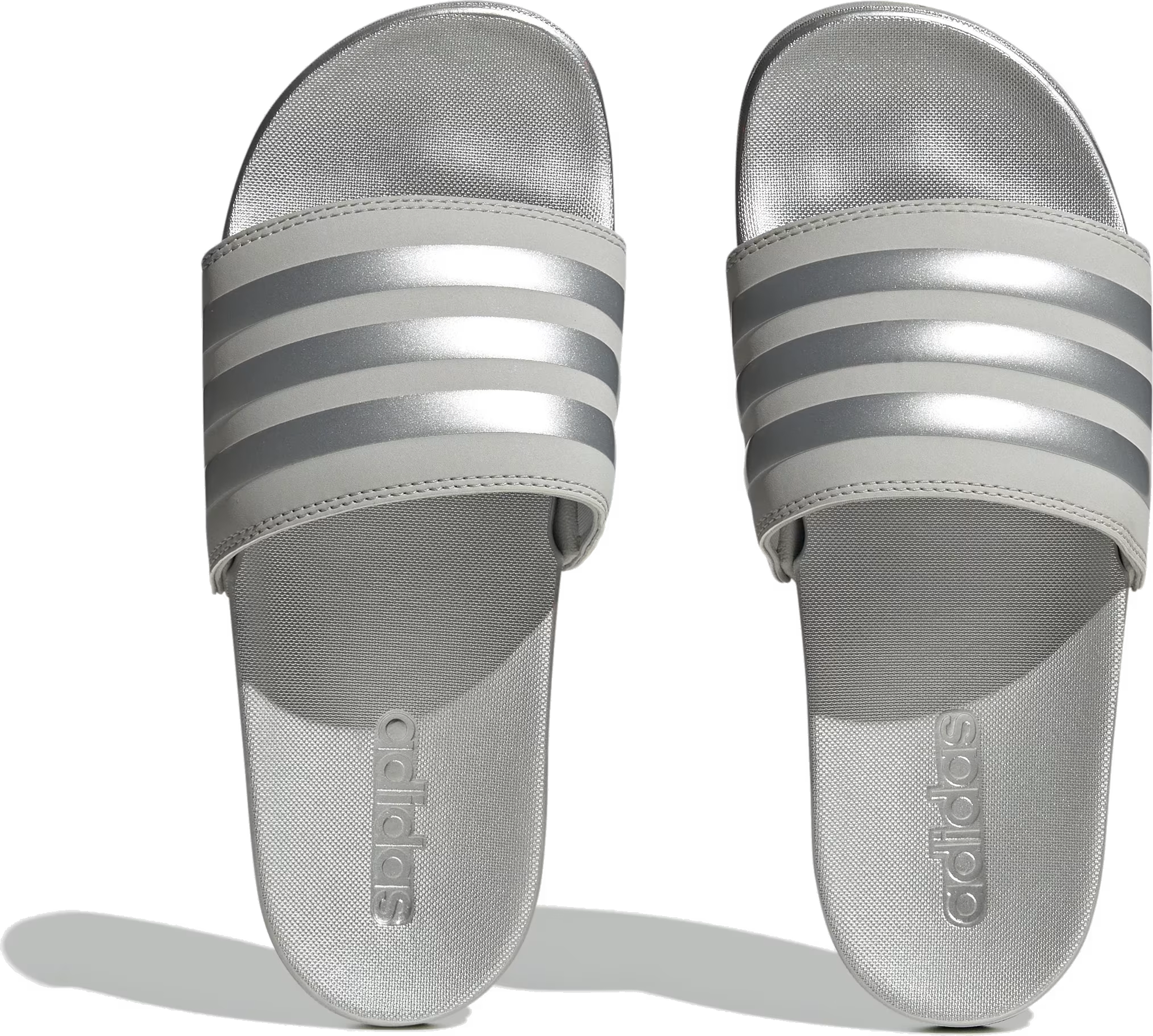 adidas Adilette Comfort Slides Grey Silver Metallic
