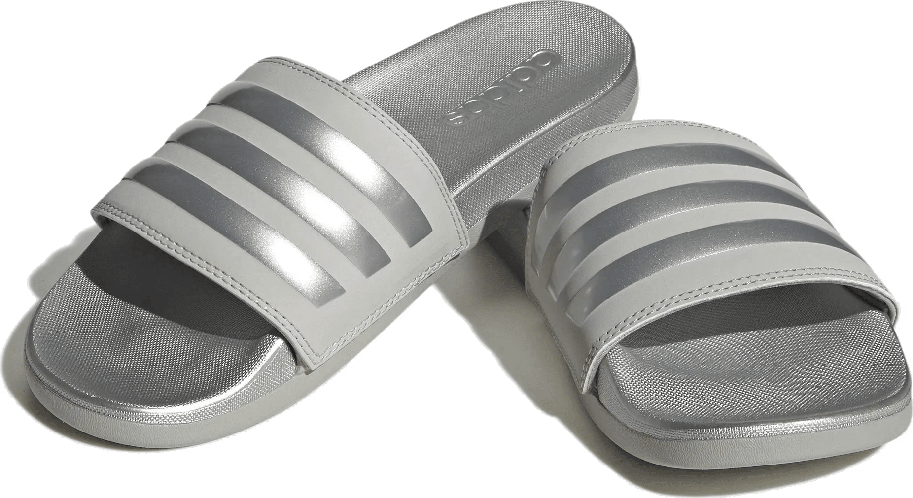 adidas Adilette Comfort Slides Grey Silver Metallic