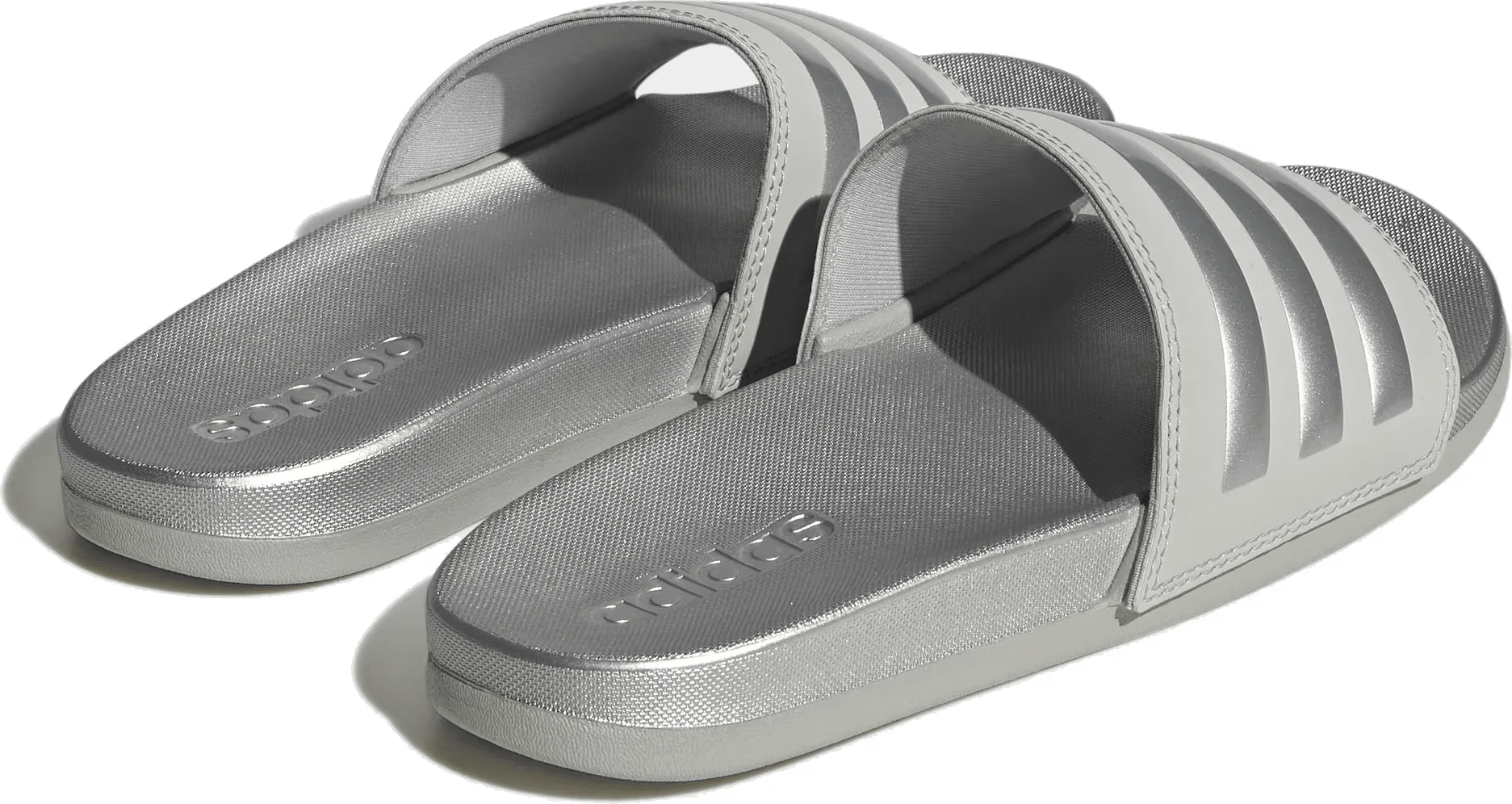 adidas Adilette Comfort Slides Grey Silver Metallic